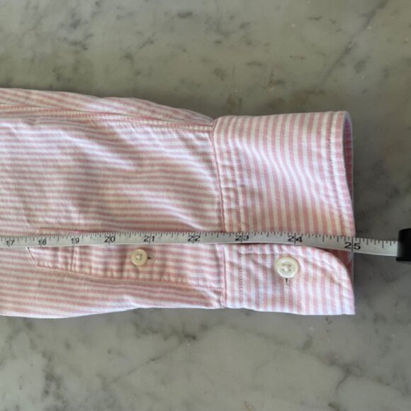 RALPH LAUREN Slim Fit Oxford Shirt Pink White Stripe 12 - Picture 14 of 16